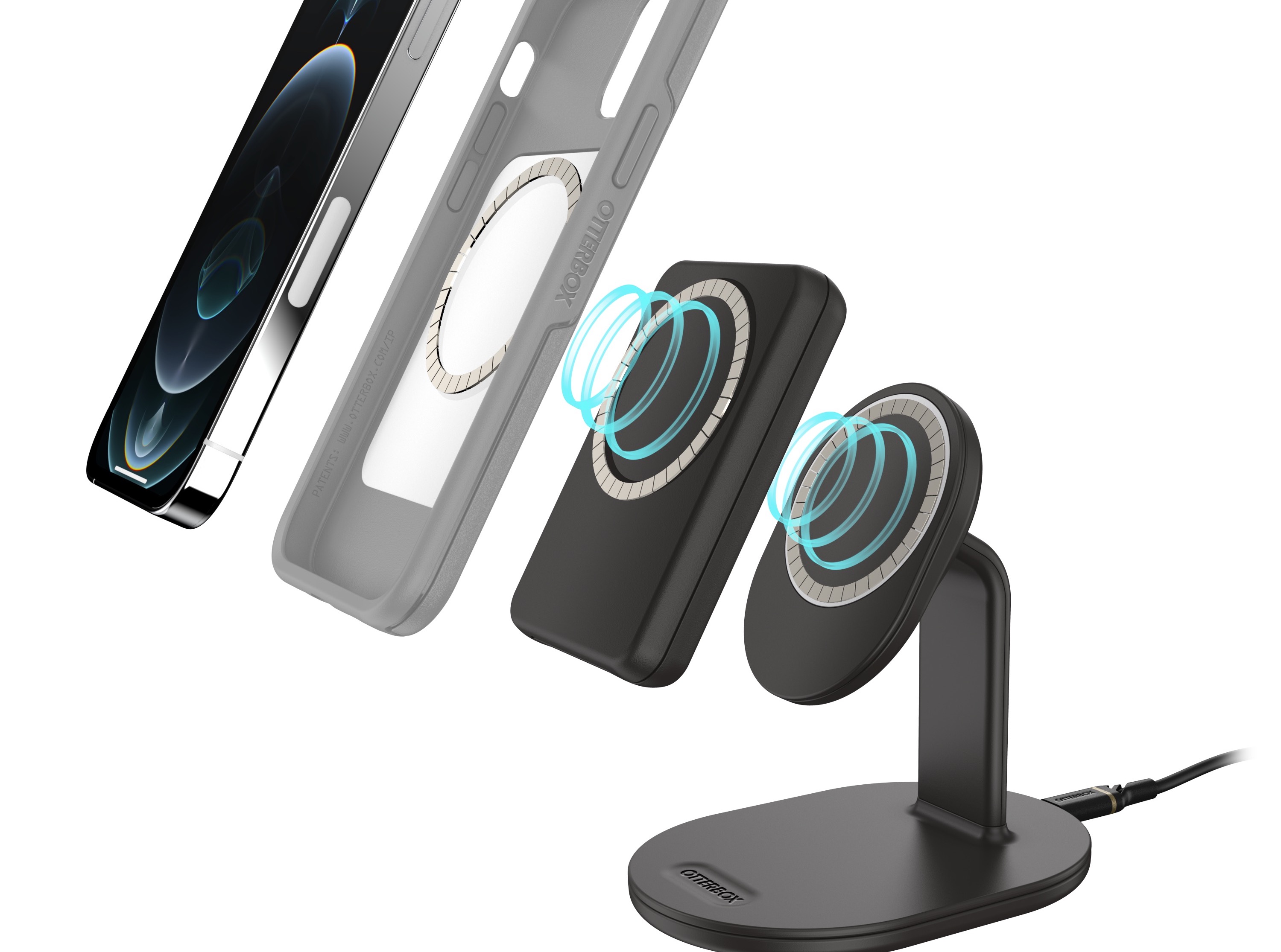 OtterBox Supporto di ricarica 2 in 1 per MagSafe, stazione di ricarica per iPhone e Apple Watch design elegante e leggero, allineamento e fissaggio perfetto con MagSafe, Grigio